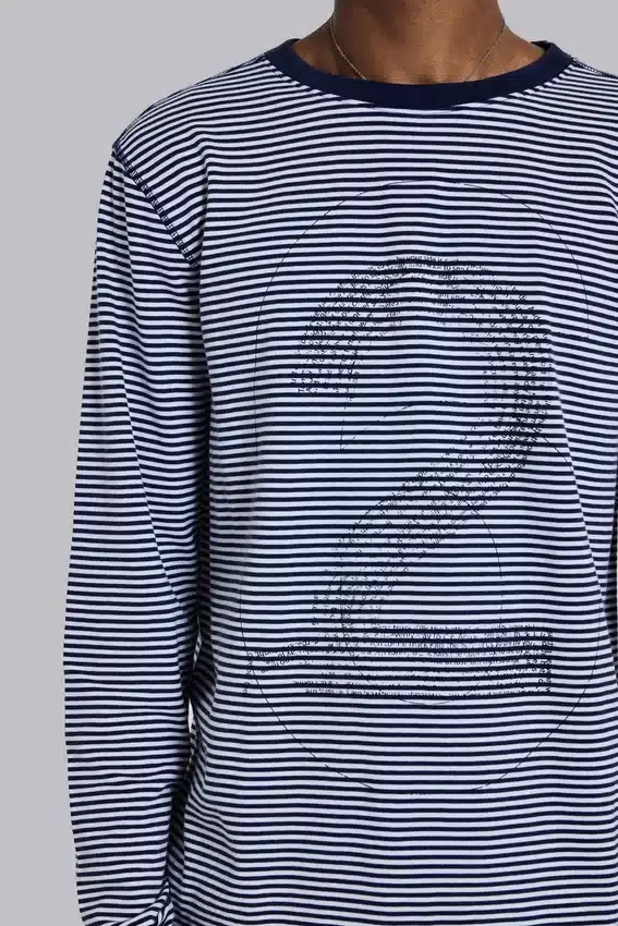 62 Stripe Navy Long-Sleeve Top