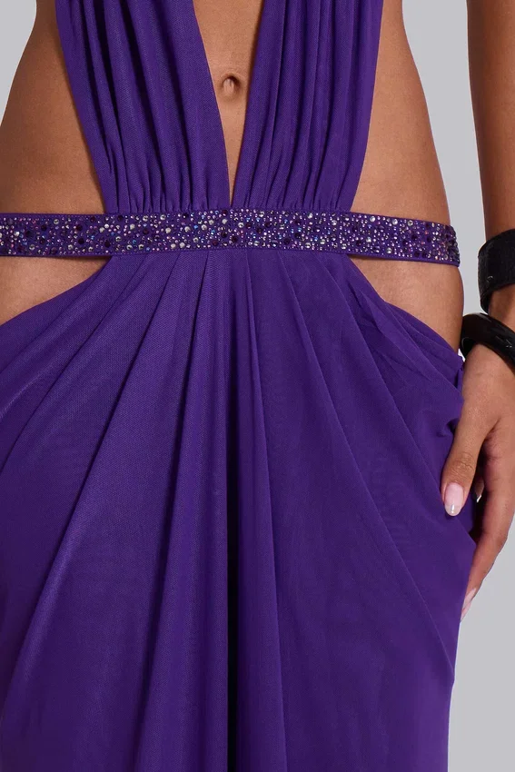 6AM Cut Out Maxi Dress in Violet