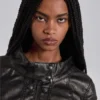 Alektra Military PU Leather Crop Jacket