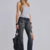 Aleya Beaded Top in Grey Marl