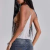Aleya Beaded Top in Grey Marl