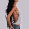 Aleya Beaded Top in Grey Marl