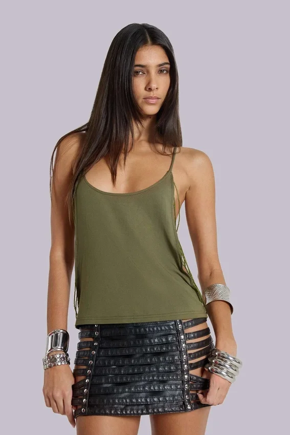 Aleya Beaded Top in Khaki