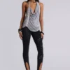 Alisia Backless Button Halter Top