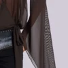 Aria Mesh Plunge Mini Dress in Brown