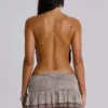 Asteria Backless Cowl Top in Burgundy