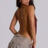 Asteria Backless Cowl Top in Burgundy