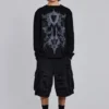 Black Distressed Beach Cargo Shorts