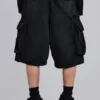Black Distressed Beach Cargo Shorts