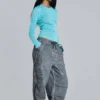 Black Oil Wash Parachute Pants