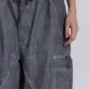 Black Oil Wash Parachute Pants