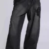 Black Raised Embroidery XL Colossus Jeans