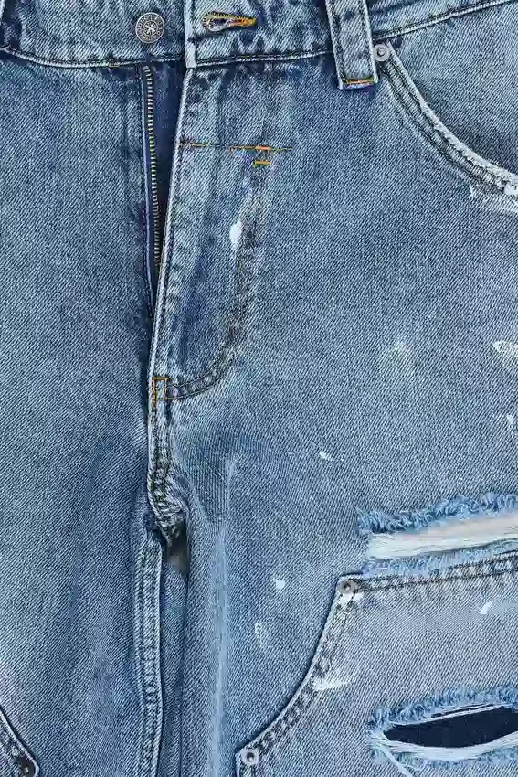 Blue Vintage Distressed Carpenter Jeans