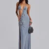 Brisa Asymmetric Hand-Beaded Maxi Dress