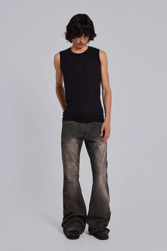 Brown Creased Drift Bootcut Jeans