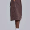 Brown Parachute Cargo Baggy Shorts