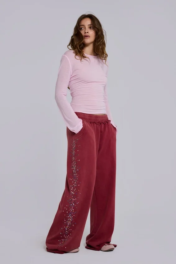 Burgundy Hardcore Jewel Monster Joggers