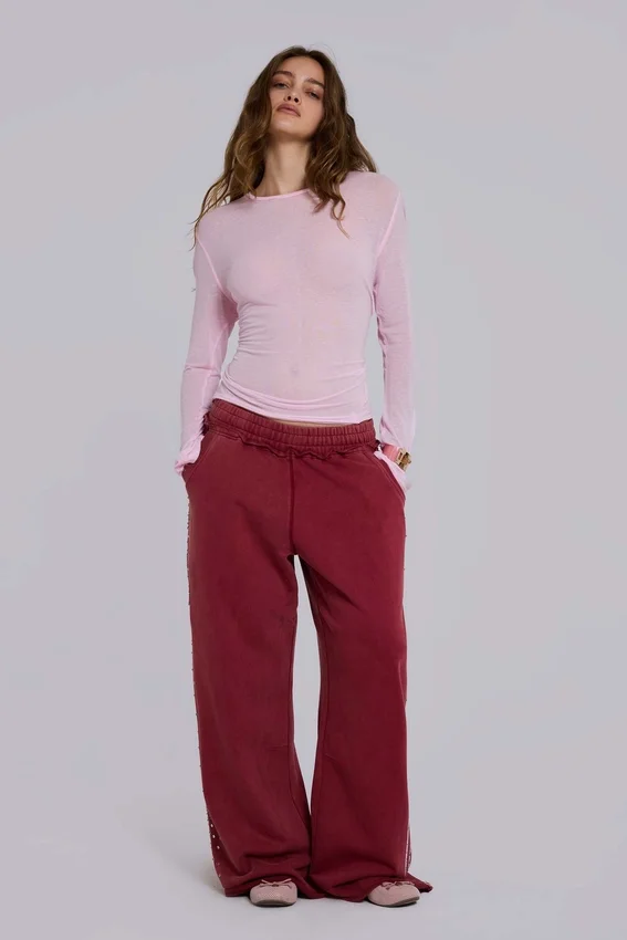 Burgundy Hardcore Jewel Monster Joggers