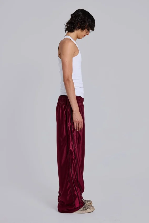 Burgundy Metallic Vapor Joggers