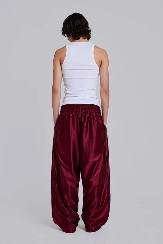 Burgundy Metallic Vapor Joggers