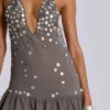Button Me Up Mini Dress in Grey