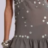 Button Me Up Mini Dress in Grey