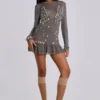 Button Me Up Mini Dress in Grey