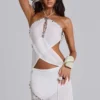 Calyptra Chiffon Bead Trim Mini Skirt