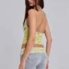 Cassia Lace Henley Halter Top
