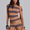 Cata Multi Stripe Asymmetric Knit Top