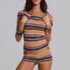 Cata Multi Stripe Asymmetric Knit Top