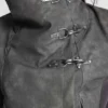 Cera Clasp PU Leather Funnel Jacket