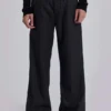 Charcoal Stacked Straight Suit Pants