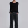 Charcoal Stacked Straight Suit Pants