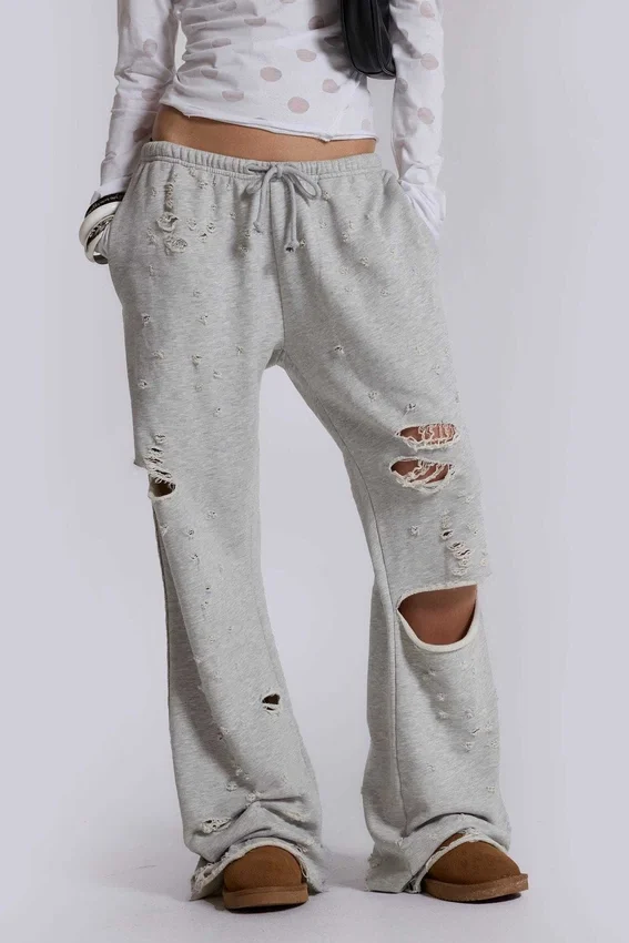 Cleo Distressed Slouchy Bootcut Jogger