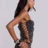 Deva Sequin Knit Corset Top in Midnight