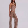 Deva Sequin Knit Corset Top in Sand