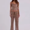 Deva Sequin Knit Corset Top in Sand