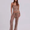 Deva Sequin Knit Corset Top in Sand