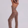 Deva Sequin Knit Corset Top in Sand