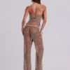 Deva Sequin Knit Corset Top in Sand