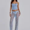 Deva Sequin Knit Corset Top in Sky