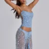 Deva Sequin Knit Corset Top in Sky