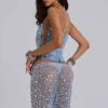 Deva Sequin Knit Corset Top in Sky