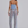 Deva Sequin Knit Corset Top in Sky