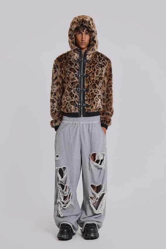 Distressed Grey Marl Baggy Monster Joggers