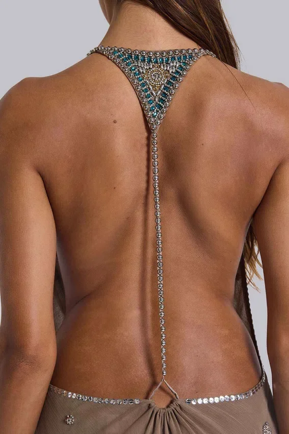 Doure Embellished Backless Mini Dress