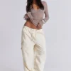 Ecru Parachute Cargo Pants