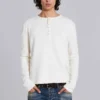 Ecru Waffle Henley Top