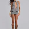 Ekti Necklace Backless Mini Dress